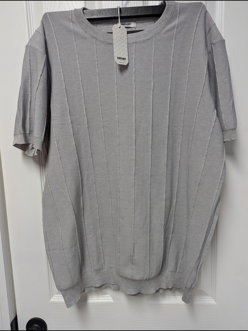 Coofandy Light Gray Ribbed Knit Tee